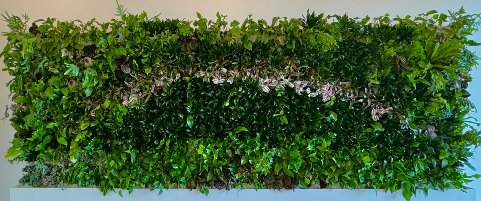 A long living wall panel on a white wall