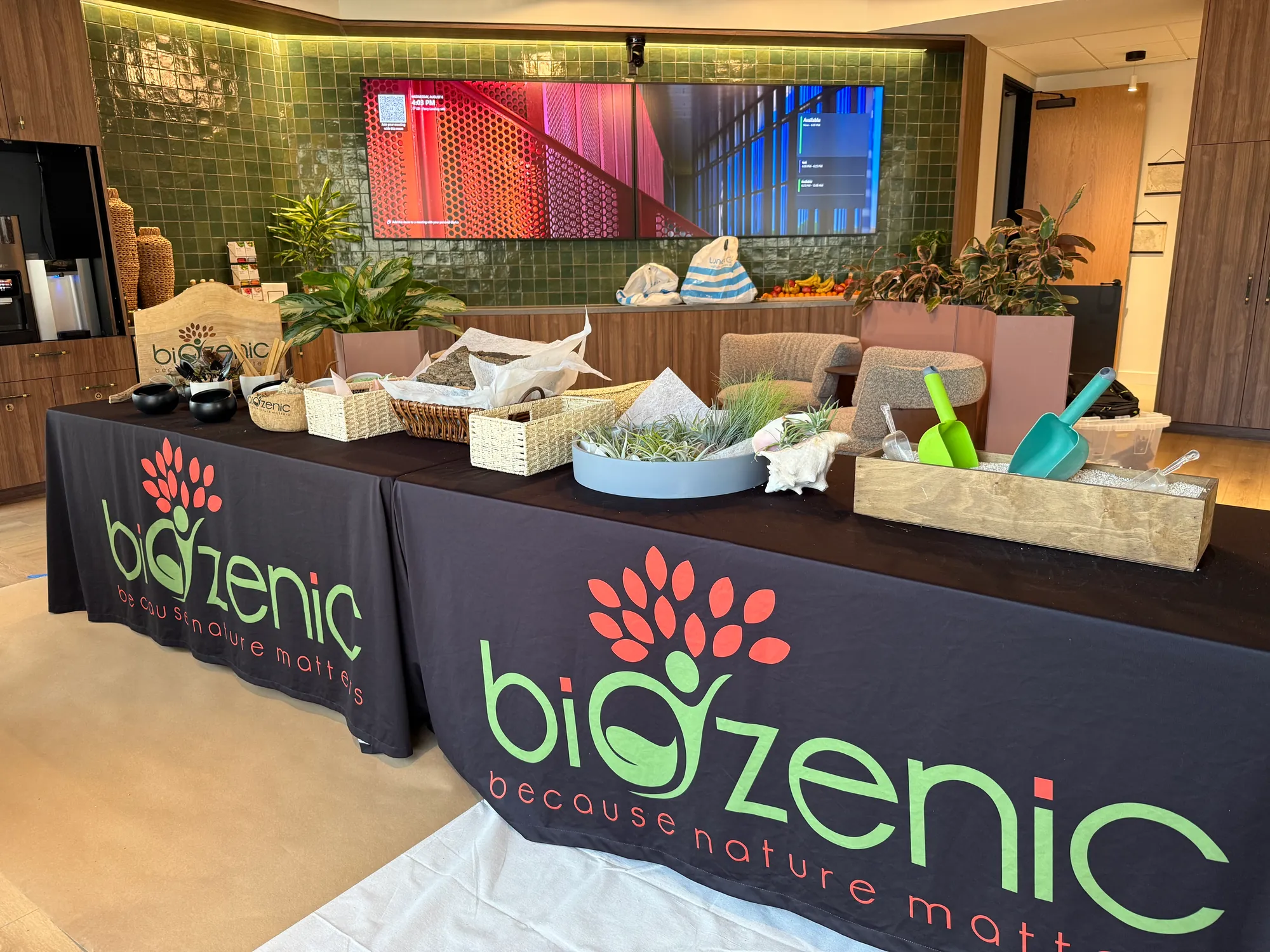 A Biozenic workshop table at an event